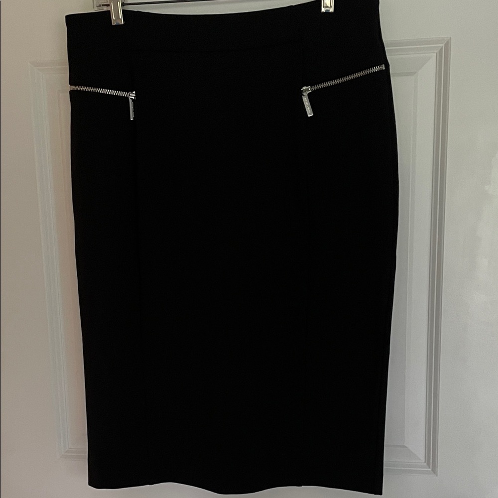 Michael Kors Black Pencil Skirt with Zipper Accents